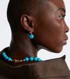 Suzanne Kalan 18kt gold drop earrings with diamonds and turquoise