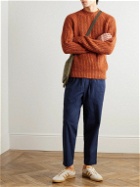 Folk - Assembly Cropped Tapered Washed Cotton-Piqué Trousers - Blue