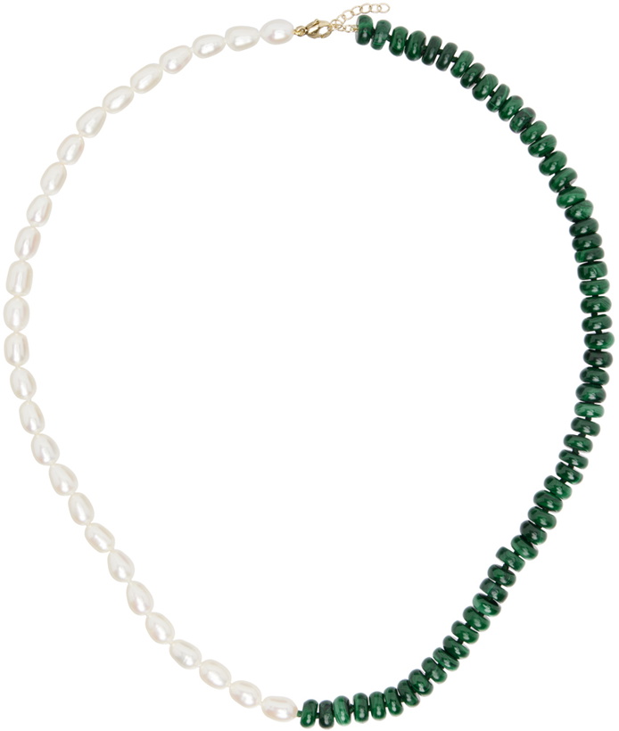 Photo: Jia Jia Green & White Ocean Malachite Pearl Union Necklace