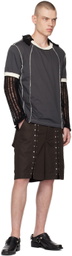 NVRFRGT Gray Studded Shorts