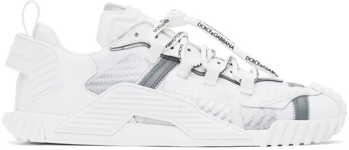 Photo: Dolce&Gabbana White Mixed-Material NS1 Sneakers