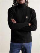 Belstaff - Watch Slim-Fit Logo-Appliquéd Ribbed Wool Rollneck Sweater - Black