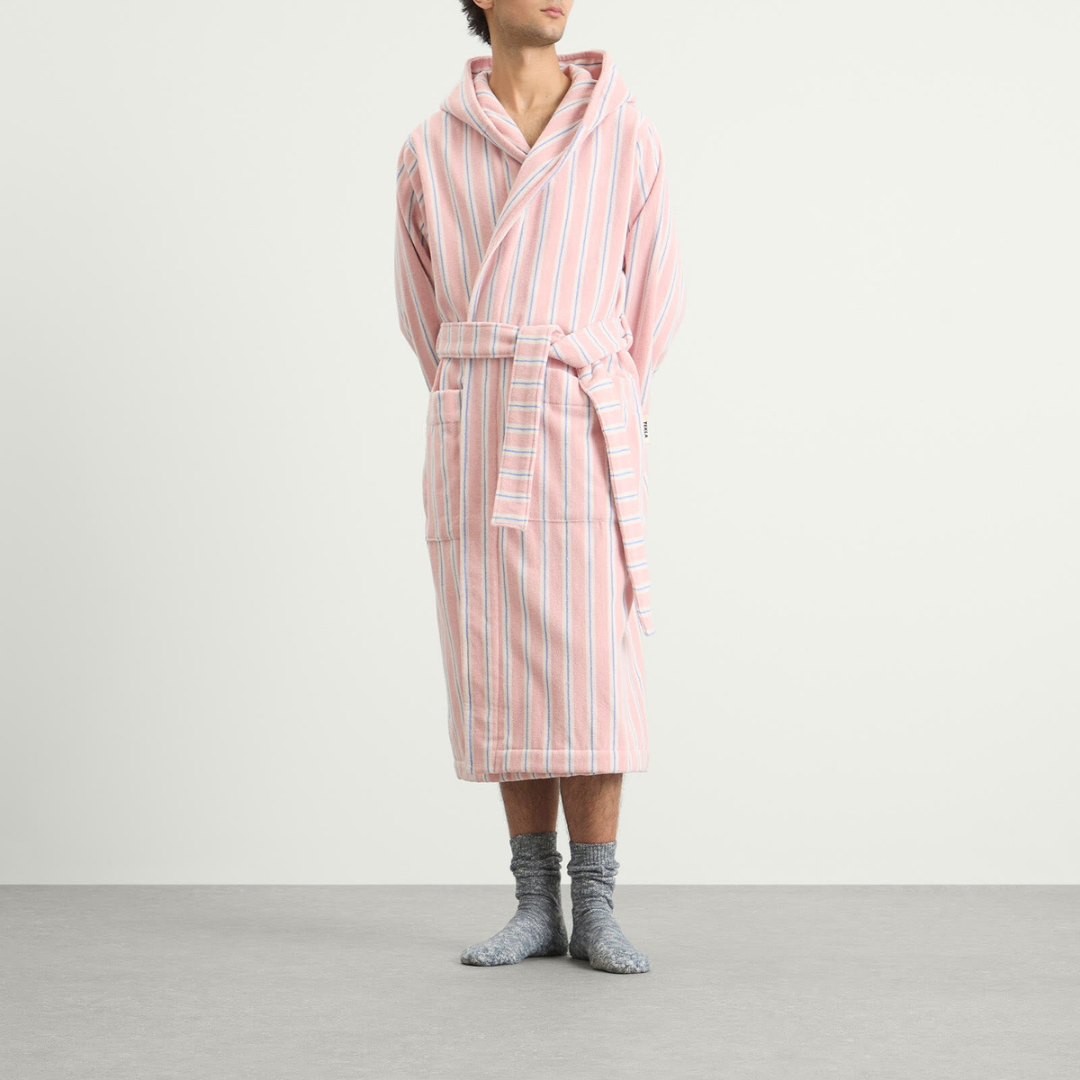 Tekla Fabrics Terry Hooded Bathrobe in Candy Stripes