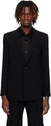 DEVOA Black Peaked Lapel Wool Blazer