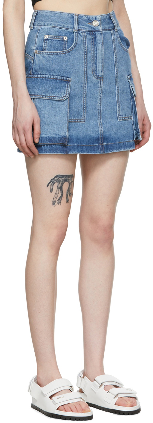 Juun.J Blue Denim Cargo Mini Skirt
