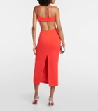 David Koma Virgin wool crêpe midi skirt