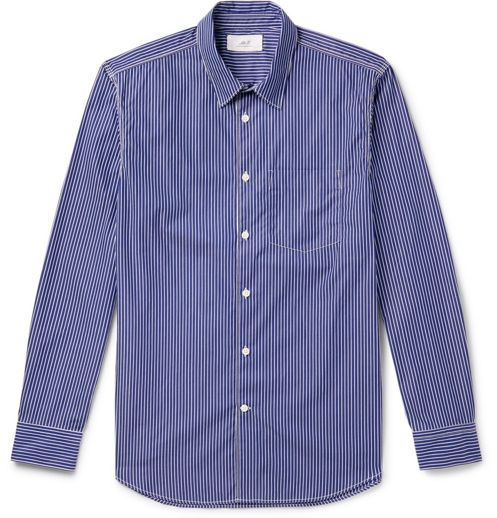 Photo: Mr P. - Striped Cotton-Poplin Shirt - Blue