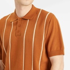 Percival Men's Micro Cable Knitted Polo in Tobacco