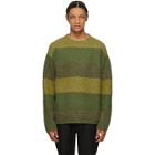 JW Anderson Green Striped Crewneck Sweater