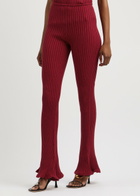 Blumarine Space-dyed Ribbed-knit Trousers Burgundy