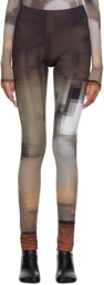 MM6 Maison Margiela Brown Pixel Print Leggings