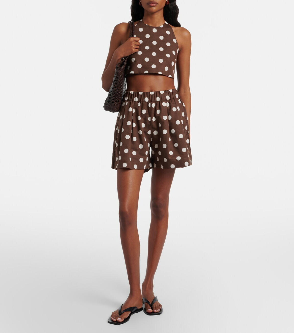 Asceno Zurich polka-dot linen and cotton shorts