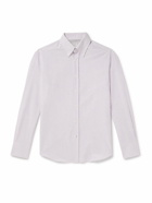 Brunello Cucinelli - Button-Down Collar Striped Cotton Oxford Shirt - Purple