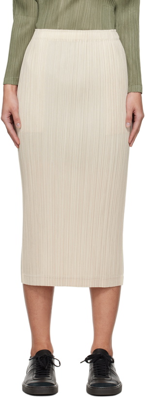 Photo: PLEATS PLEASE ISSEY MIYAKE Beige Thicker Bottoms 1 Midi Skirt