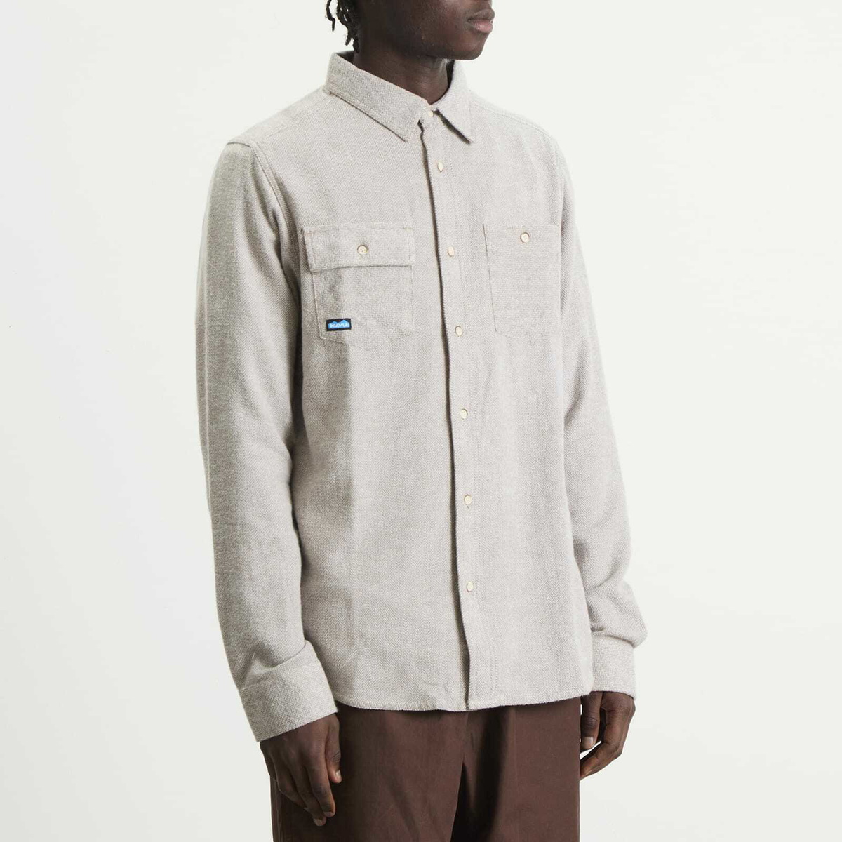KAVU Men's Langley Herringbone Overshirt in Paper Birch