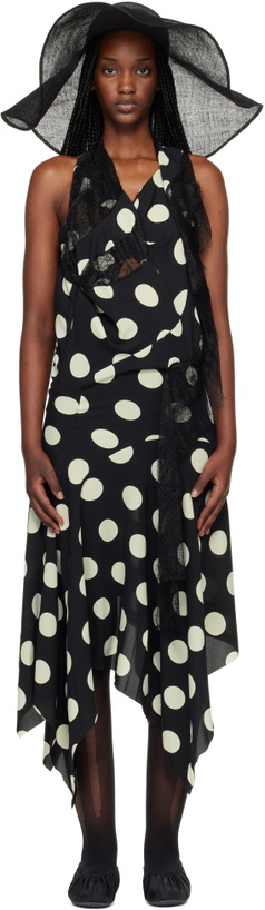 Photo: Junya Watanabe Black & White Printed Lace Halter Midi Dress