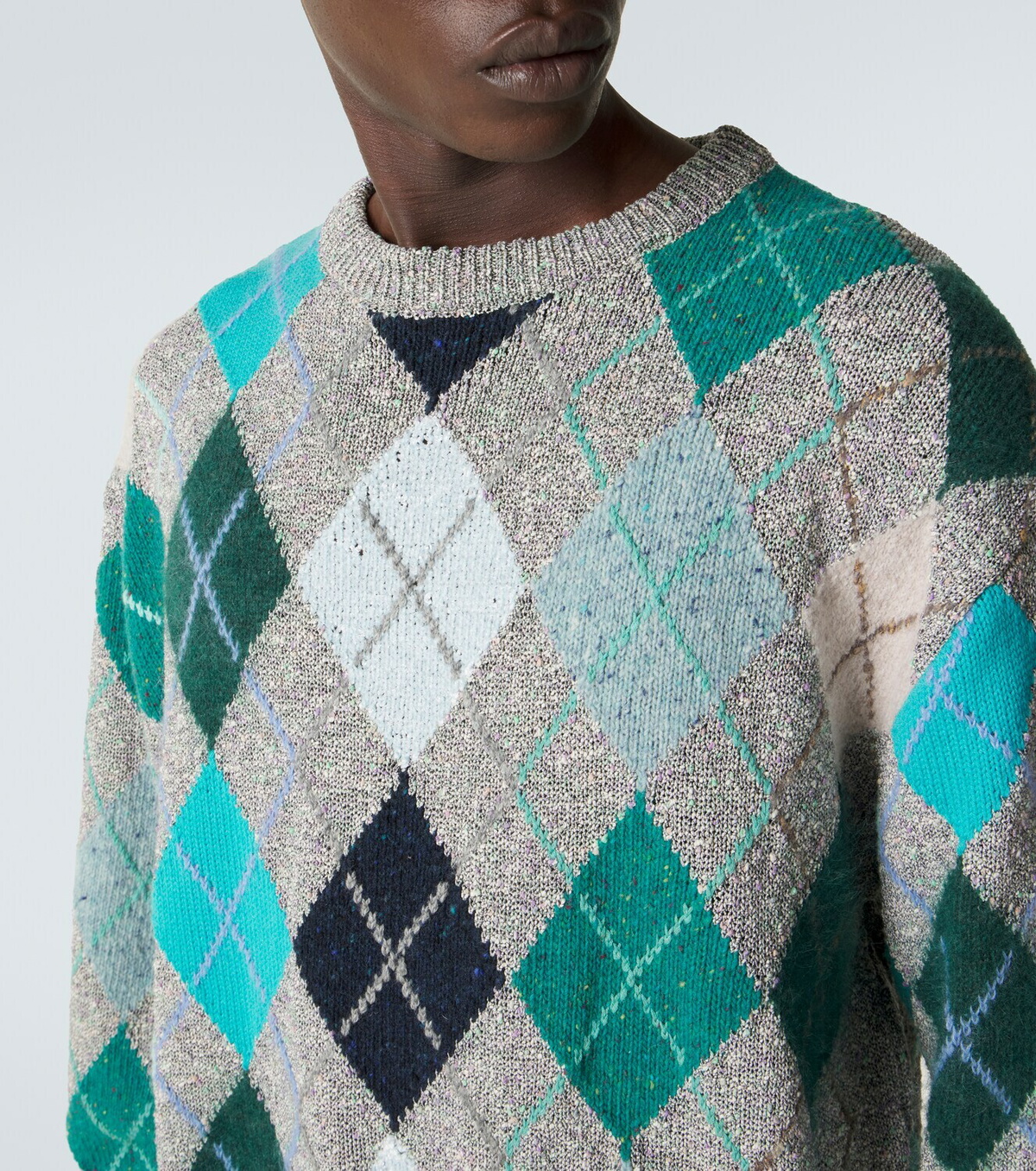 ERL Argyle wool and cotton-blend sweater