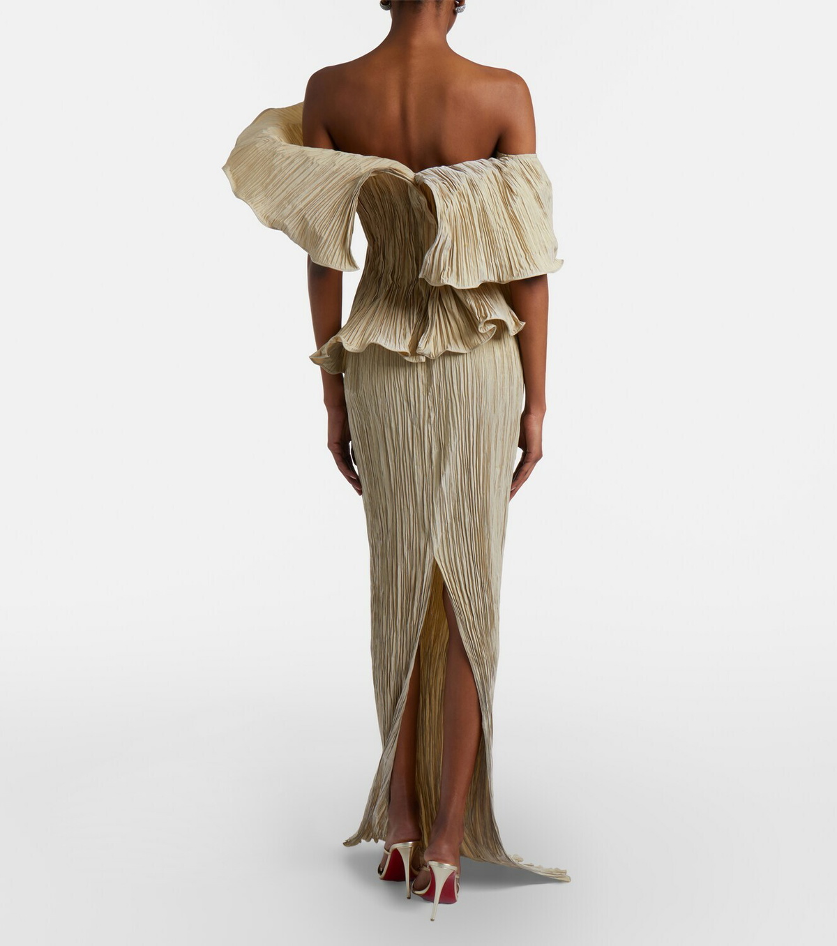 Marmar Halim One-shoulder pleated taffeta gown