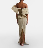 Marmar Halim One-shoulder pleated taffeta gown