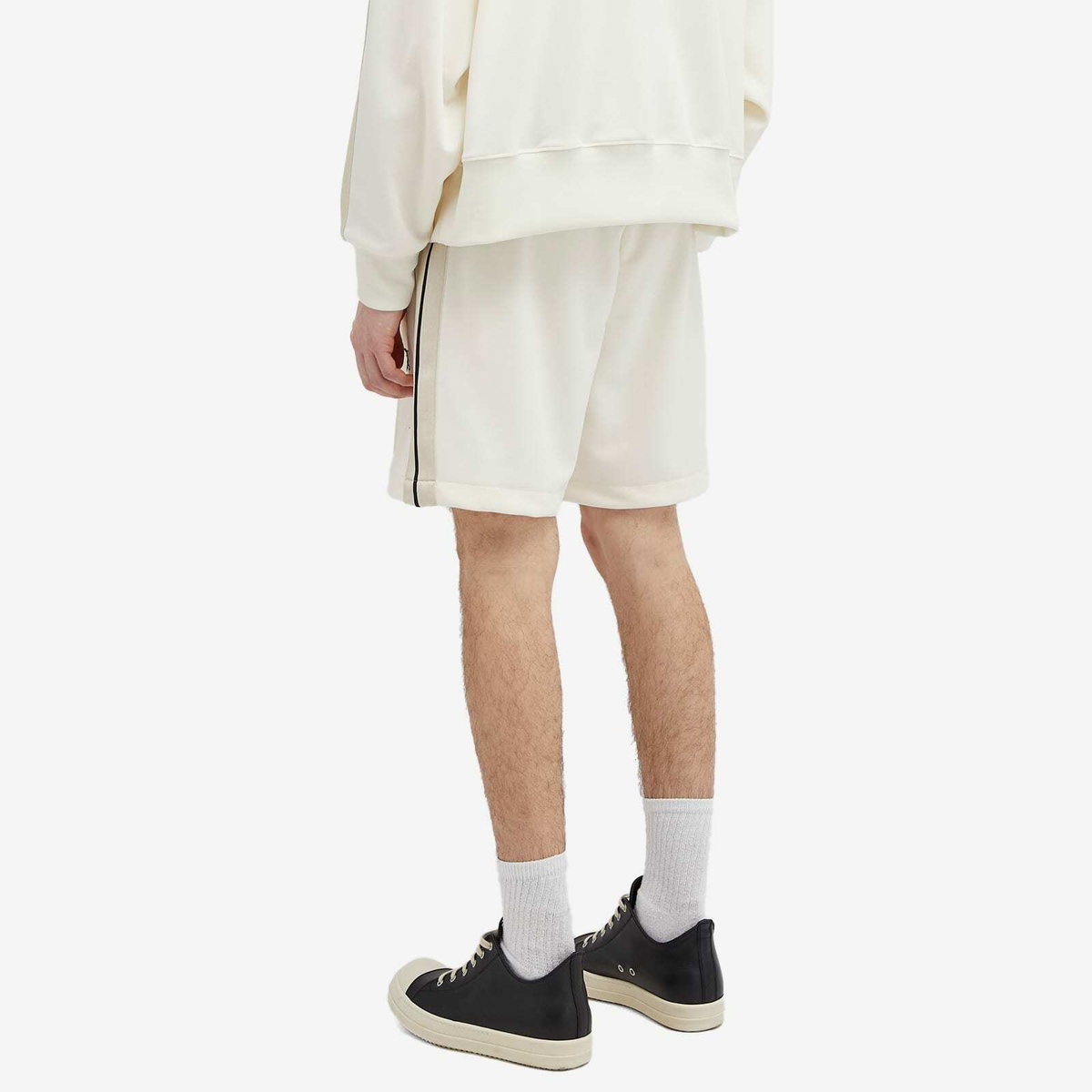 Palm Angels Men's Monogram Track Shorts in Off White Palm Angels