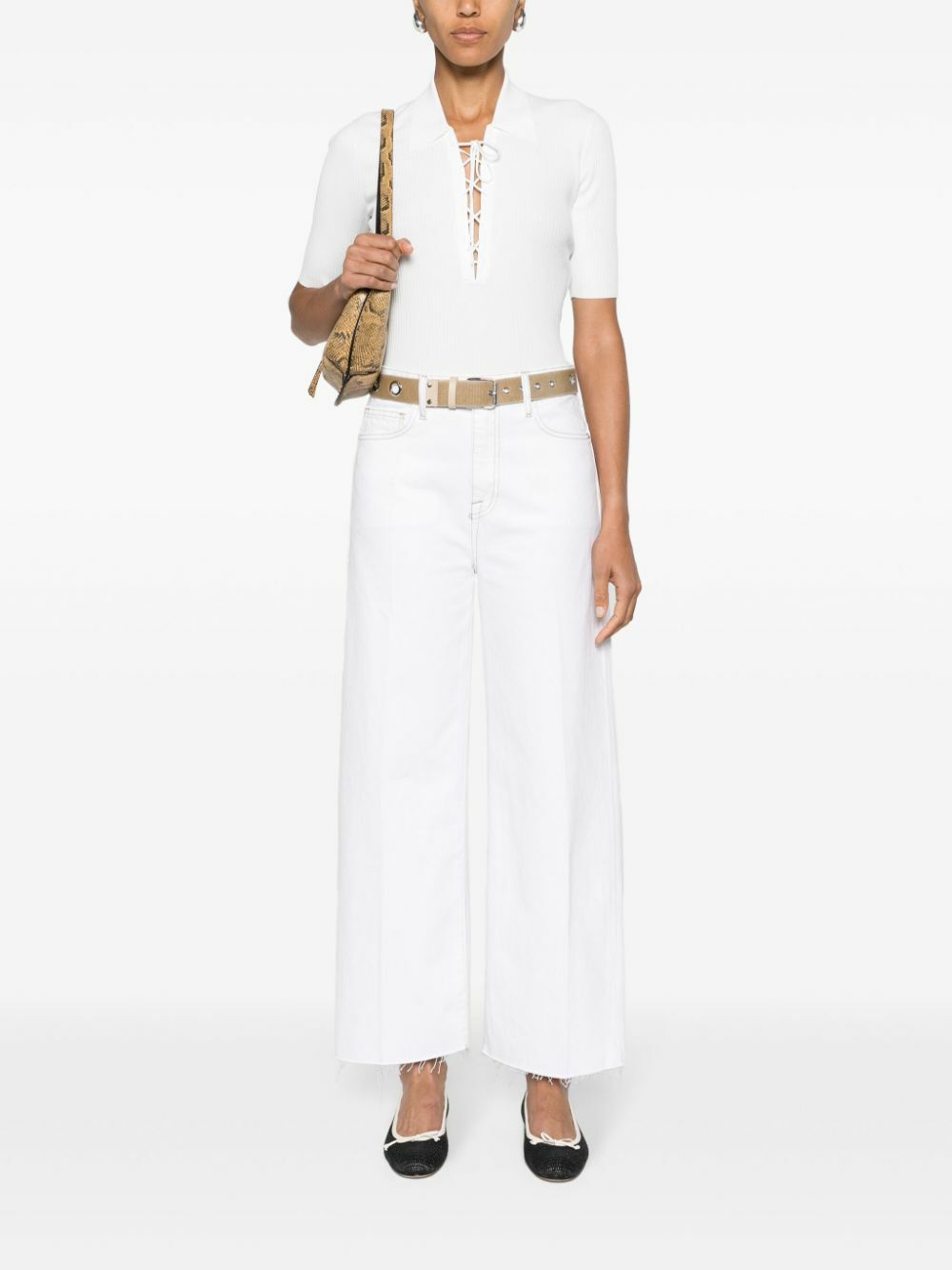 FRAME White High-Waist Wide-Legged Jeans