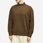 MHL by Margaret Howell Men's Thermal Mock Neck Sweatshirt in Bark