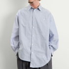 Anglan Men's Unbalance Patch Big Shirt in Striped
