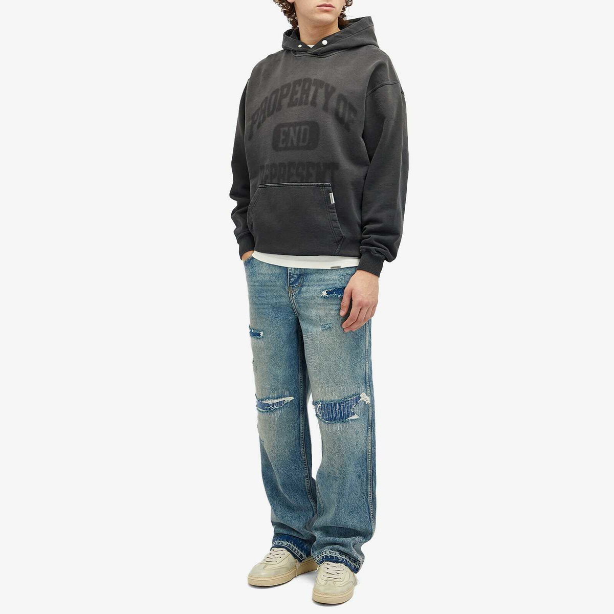 END. x Represent Property Of Hoodie in Stained Black