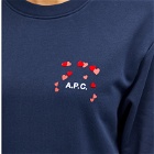 A.P.C. Women's Valentines Logo Crew Sweat in Blue