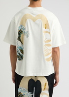 Evisu Kamon and The Great Wave Printed Cotton T-shirt Off White