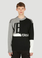 Logo Jacquard Colour Block Sweater in Black