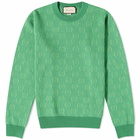 Gucci Men's GG Logo Crew Knit in Green