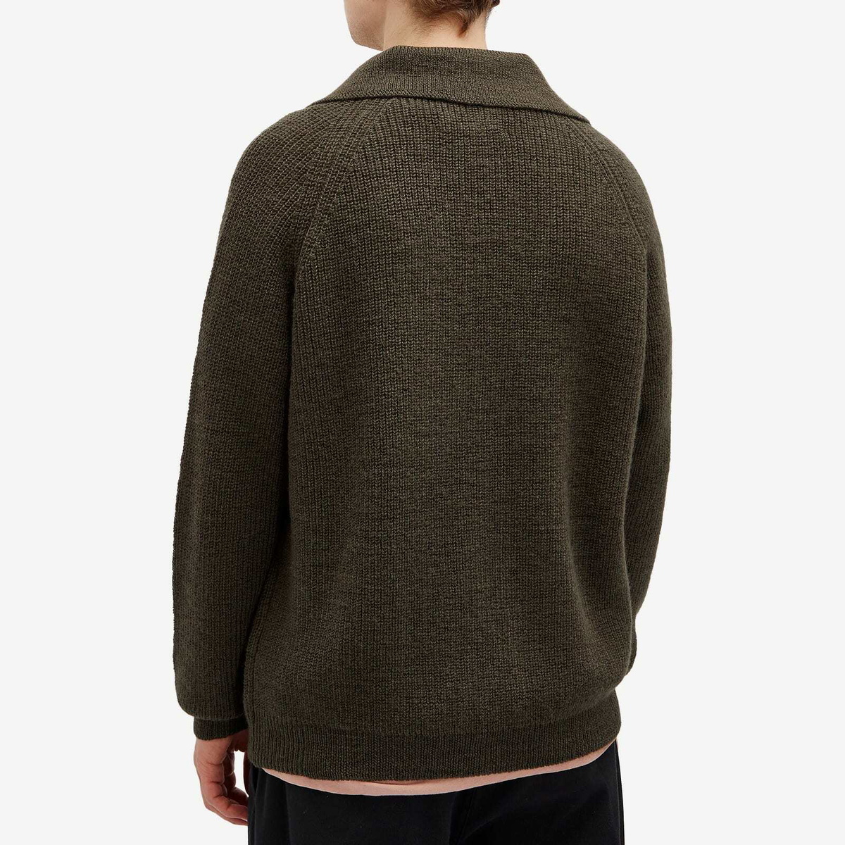 MHL by Margaret Howell Men's Collared Knit Cardigan in Dark