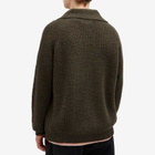 MHL by Margaret Howell Men's Collared Knit Cardigan in Dark Olive