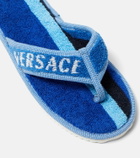 Versace Home Striped cotton terry slippers