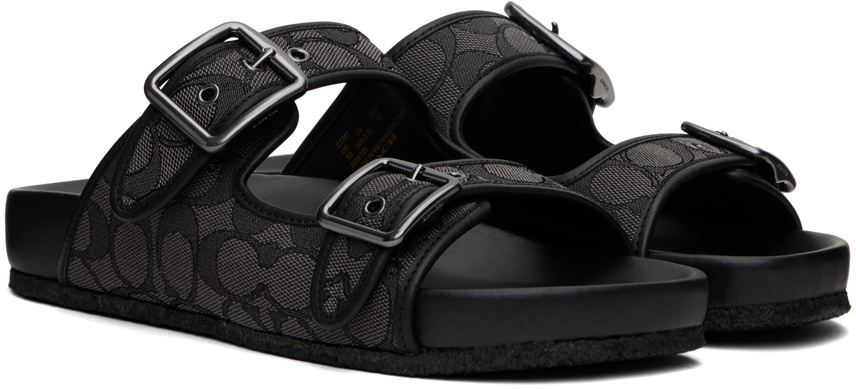 【関税込み】Coach 1941 ブラック バックルストラップ サンダル Amazon.com | Coach Men's Signature and Leather Buckle Strap