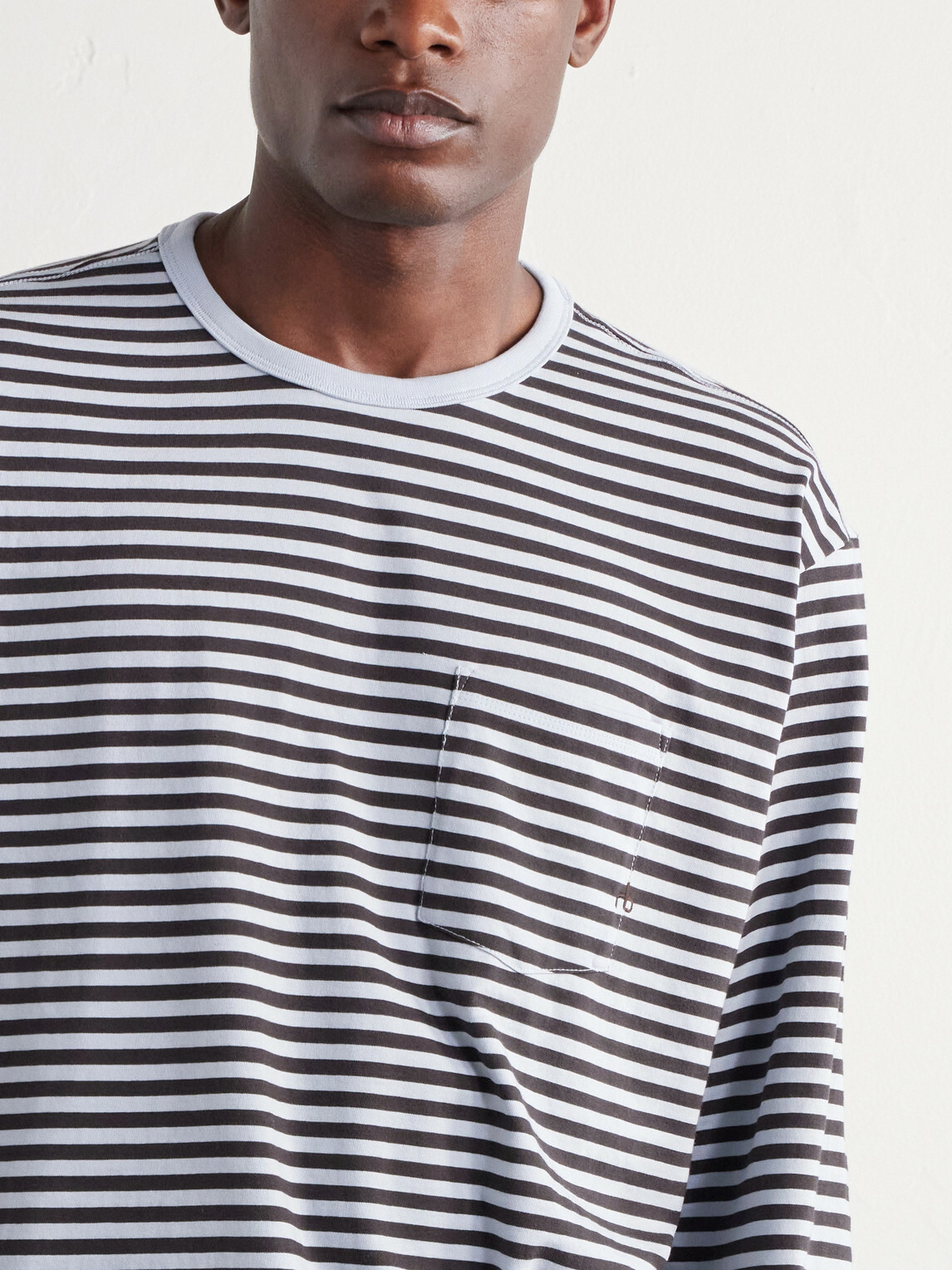 Rag & Bone - Striped Cotton-Jersey T-Shirt - Blue