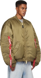 VETEMENTS Khaki Alpha Industries Edition Cargo Reversible Bomber Jacket