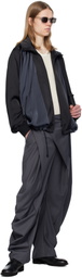 JiyongKim Navy & Black Draped Double Hem Jacket