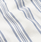 Brioni - Grandad-Collar Striped Cotton and Linen-Blend Shirt - White