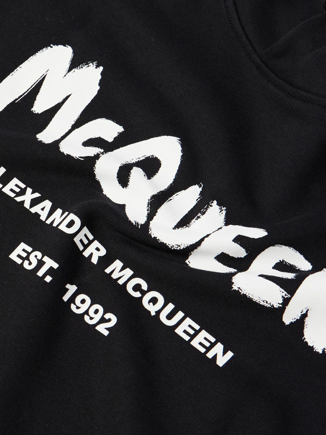 Alexander McQueen - Logo-Print Cotton-Jersey Hoodie - Black