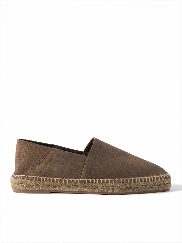 Photo: TOM FORD - Barnes Textured-Leather Espadrilles - Brown
