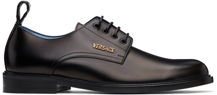 Photo: Versace Black Laced Up Calf Leather Derbys