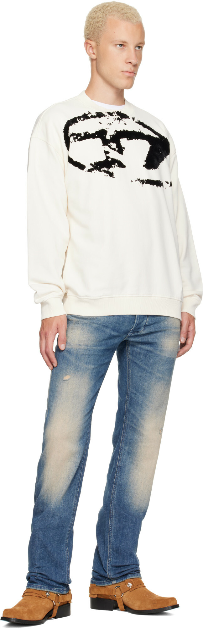 Diesel Off-White Flocked Sweatshirt