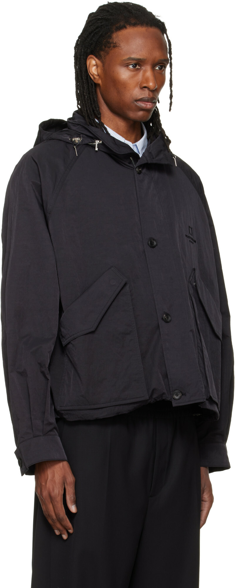WOOYOUNGMI Black Raglan Parachute Jacket