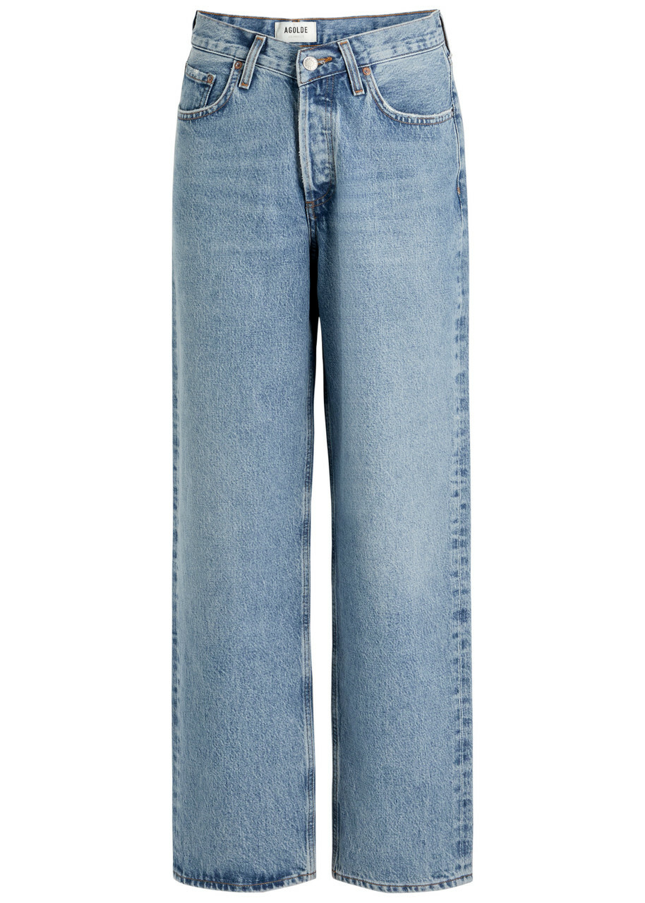 デニム・ジーパン AGOLDE Black denim Peculum wide-leg jeans Agolde Black Denim Peculum Wide-leg Jeans In Blue | ModeSens