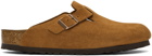 Birkenstock Tan Suede Soft Footbed Boston Loafers