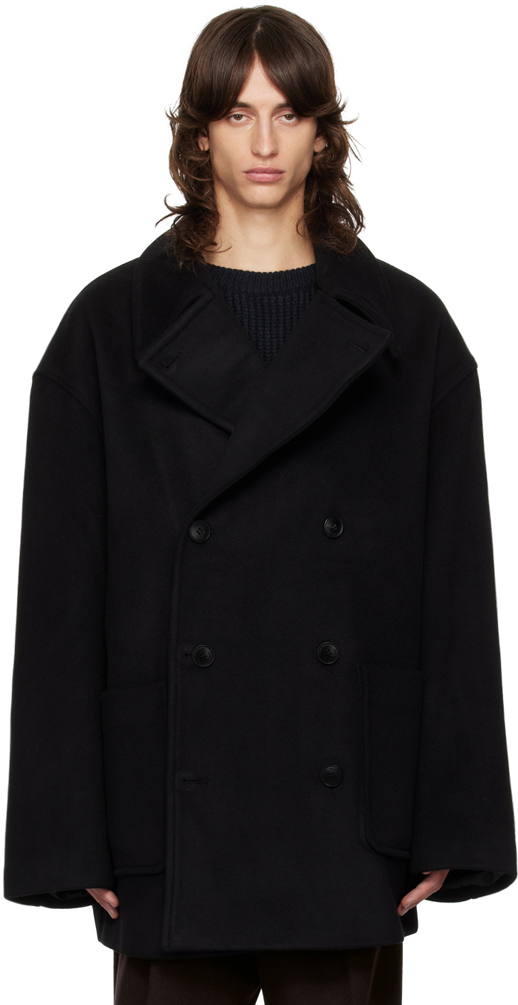 The Frankie Shop Black Cooper Wool Peacoat