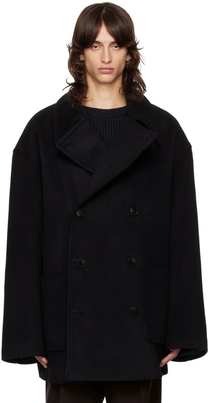 Photo: The Frankie Shop Black Cooper Wool Peacoat
