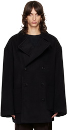 The Frankie Shop Black Cooper Wool Peacoat